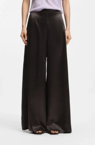 Hose mit lockerer Passform aus glänzendem Twill