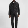 HUGO x RB Jacke aus schwarzem Denim mit Lasermuster HUGO x RB Jacke aus schwarzem Denim mit Lasermuster