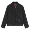 HUGO x RB Jacke aus schwarzem Denim mit Lasermuster HUGO x RB Jacke aus schwarzem Denim mit Lasermuster