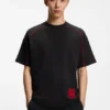 HUGO x RB T-Shirt aus Baumwollmischung mit kontrastierenden Paspeln