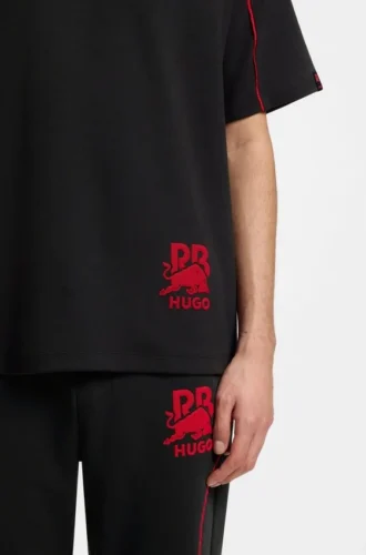 HUGO x RB T-Shirt aus Baumwollmischung mit kontrastierenden Paspeln