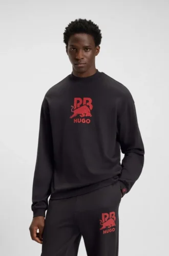 HUGO x RB T-Shirt mit Bullen-Grafik aus Baumwolle
