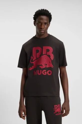 HUGO x RB T-Shirt mit Bullen-Grafik aus Baumwolle