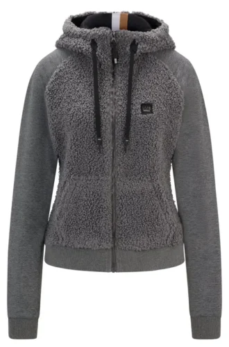 Hybrid-Hoodie im Reiter-Stil mit Teddy-Körper und Kapuze
