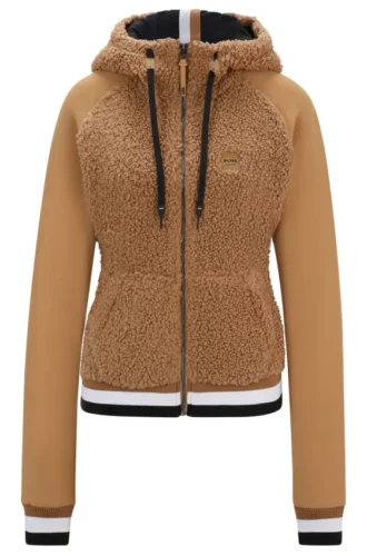Hybrid-Hoodie im Reiter-Stil mit Teddy-Körper und Kapuze