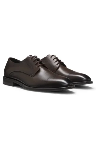 In Italien gefertigte Derby-Schuhe aus Leder mit Zehenkappe
