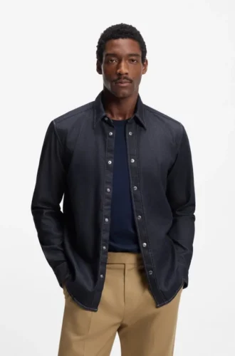 Indigo-Hemd in Regular-Fit aus Stretch-Denim