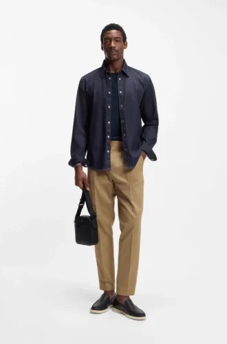 Indigo-Hemd in Regular-Fit aus Stretch-Denim