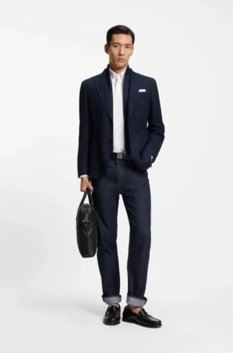 Indigo-Jeans in gerader Passform aus Stretch-Denim