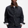 Indigo-Jeansjacke mit Kontrastkragen