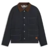 Indigo-Jeansjacke mit Kontrastkragen