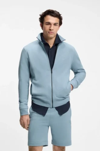 Jacke aus Baumwollfrottee mit Logo-Patch
