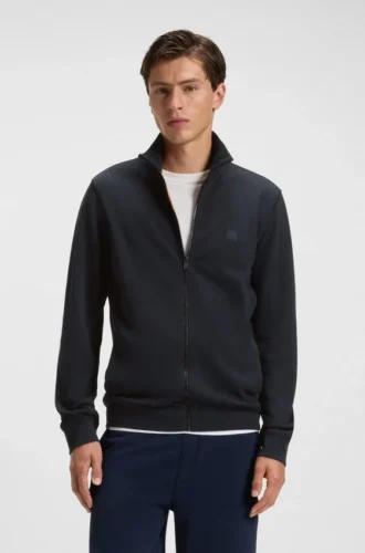 Jacke aus Baumwollfrottee mit Logo-Patch