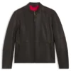 Jacke aus genarbtem Leder in schmaler Passform