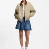 Jacke aus Stretch-Baumwolle mit kontrastierendem Cordkragen Jacke aus Stretch-Baumwolle mit kontrastierendem Cordkragen