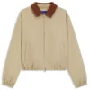 Jacke aus Stretch-Baumwolle mit kontrastierendem Cordkragen Jacke aus Stretch-Baumwolle mit kontrastierendem Cordkragen