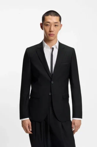 Jacke in extra schmaler Passform aus Twill aus Wollmischung