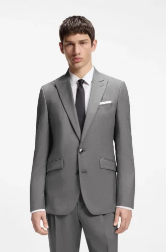 Jacke in Extra-Slim-Fit aus Dobby-Stoff aus Schurwolle