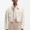 Jacke in lockerer Passform aus gewaschenem Ecru-Denim
