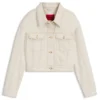 Jacke in lockerer Passform aus gewaschenem Ecru-Denim