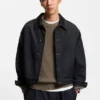 Jacke in Regular-Fit aus dunkelblauem Denim