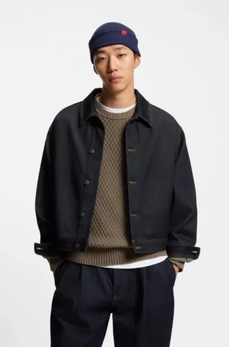 Jacke in Regular-Fit aus dunkelblauem Denim
