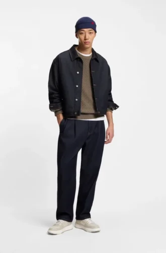Jacke in Regular-Fit aus dunkelblauem Denim