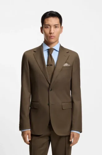 Jacke in Regular-Fit aus reiner und strukturierter Wolle