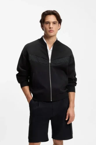 Jacke mit Broderie-Streifen aus Baumwollmischung