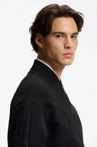 Jacke mit Broderie-Streifen aus Baumwollmischung