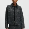 Jacke mit geometrischem Print aus festem Denim Jacke mit geometrischem Print aus festem Denim