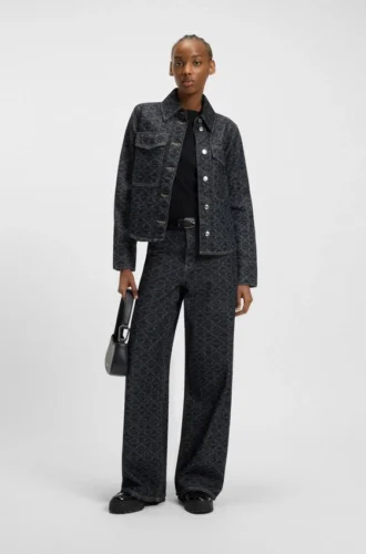 Jacke mit geometrischem Print aus festem Denim