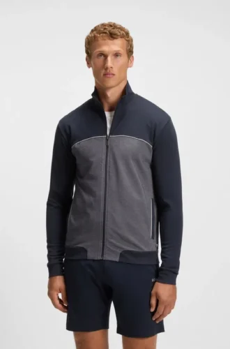 Jacke mit Kontrastpaspel aus einer Baumwollmischung