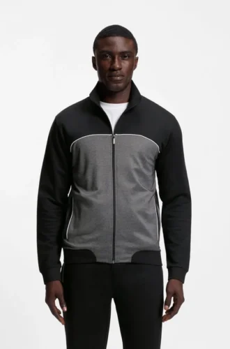 Jacke mit Kontrastpaspel aus einer Baumwollmischung