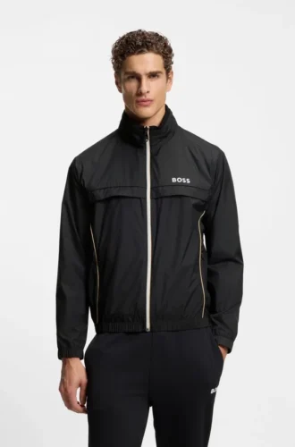 Jacke mit Kontrastpaspeln und wasserabweisender Beschichtung
