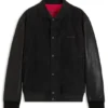 Jacke mit Lederärmeln aus Wildleder
