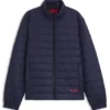 Jacke mit rotem Logo und wasserabweisender Beschichtung