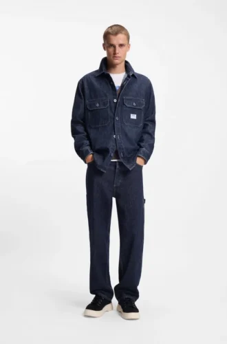 Jeans in Baggy-Passform aus dunkelblauem Denim