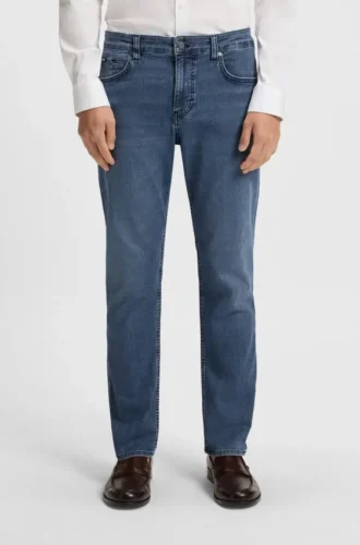Jeans in Maine-Blau mit Regular-Fit aus Performance-Denim