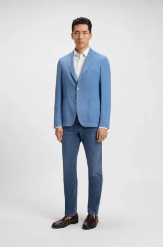 Jeans in Maine-Blau mit Regular-Fit aus Performance-Denim