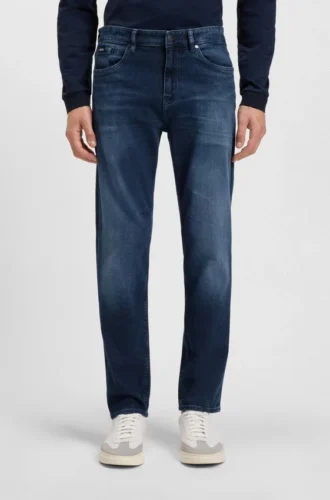 Jeans in Maine-Blau mit Regular-Fit aus Soft-Touch-Denim