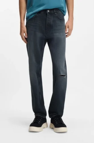 Jeans in Regular-Fit aus dunkelblauem Denim