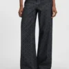 Jeans mit extrabreitem Bein aus Denim mit geometrischem Print