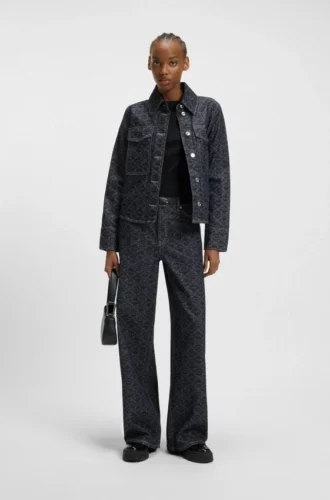 Jeans mit extrabreitem Bein aus Denim mit geometrischem Print