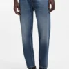 Jeans mit lockerer, konisch zulaufender Passform aus blauem Denim aus ägyptischer Baumwolle
