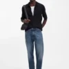 Jeans mit lockerer, konisch zulaufender Passform aus blauem Denim aus ägyptischer Baumwolle