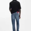 Jeans mit lockerer, konisch zulaufender Passform aus blauem Denim aus ägyptischer Baumwolle