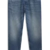 Jeans mit lockerer, konisch zulaufender Passform aus blauem Denim aus ägyptischer Baumwolle