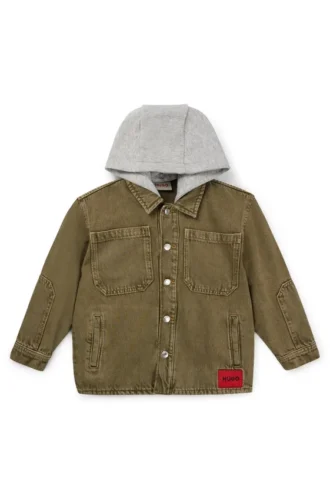 Jeans-Overshirt für Kinder mit abnehmbarer Fleece-Kapuze