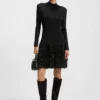 Jerseykleid mit gefiederten Plisseefalten